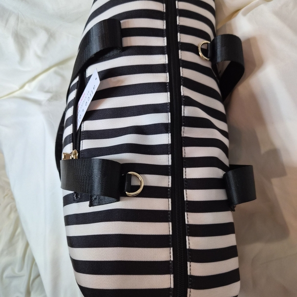 Alice + Olivia Black and White Striped Weekender Duffle Bag - Picture 6 of 11